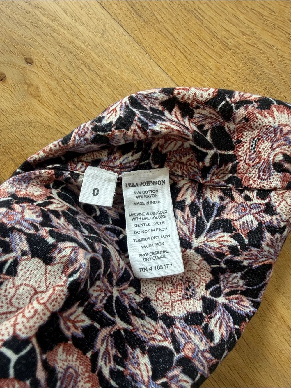 Ulla Johnson Floral Puff-Sleeve Tie-Neck Blouse